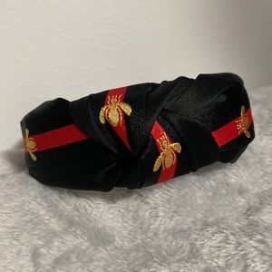 NEW Wanna B Black and Red Hairband with Gold Embroidery